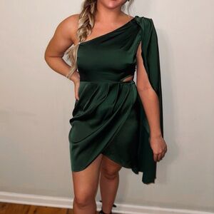 Green one shoulder dress